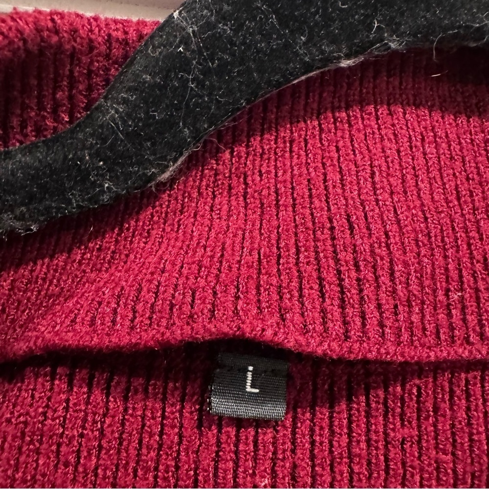 ANRABESS Oversized Turtleneck Batwing Cozy Baggy Burgundy Holiday‎ Party Festive - Picture 7 of 9